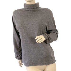 New Move Women's Solid Grey Hip Length Long-sleeved High Neck Sweater Top Size L